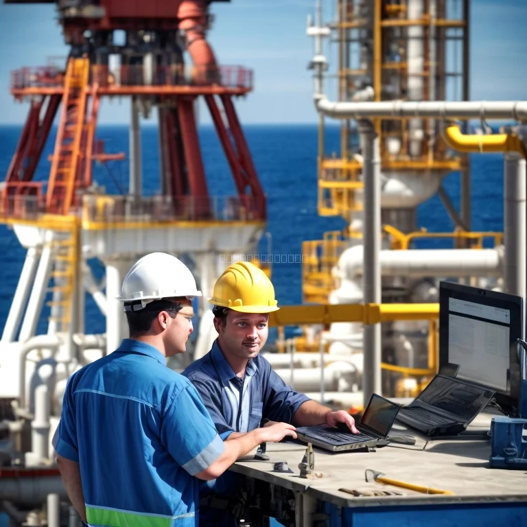Technician inspecting oil rig controls